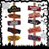 10Pcs Eerie Warning Sign Set Easy To Install On Wall Door Fences Ideal For Halloween Home Haunting Theme Decoration