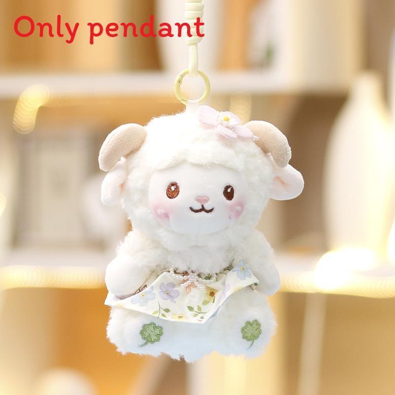 Cute Cartoon Floral Skirt Sheep Plush Toy Pendant Keychain For Gift And Decor