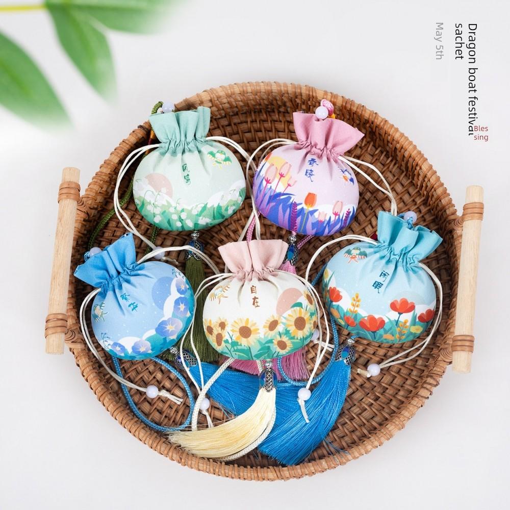 Dragon Boat Festival Fragrance Sachet Empty Bag Handmade DIY Hanging Ornament Mosquito Repellent Bag Mugwort Vintage Style Embroidered Empty Pouch