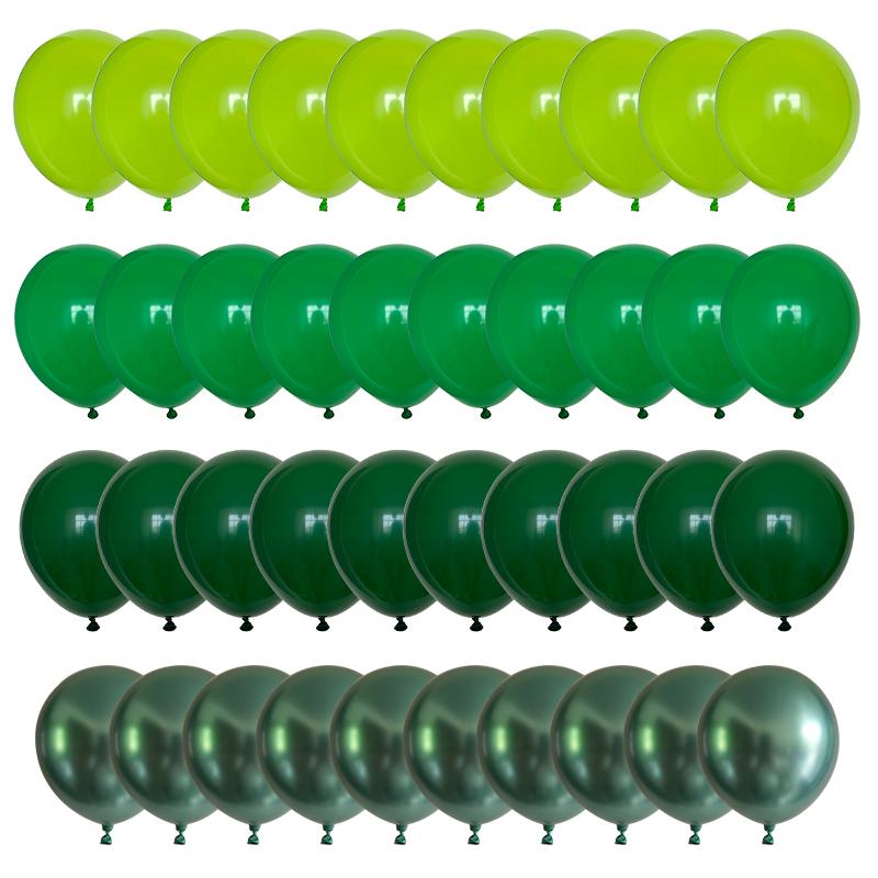 40pcs Green Balloons Set Metallic Confetti Balloon Jungle Safari Animal Birthday Party Decorations Kids Boy Baby Shower