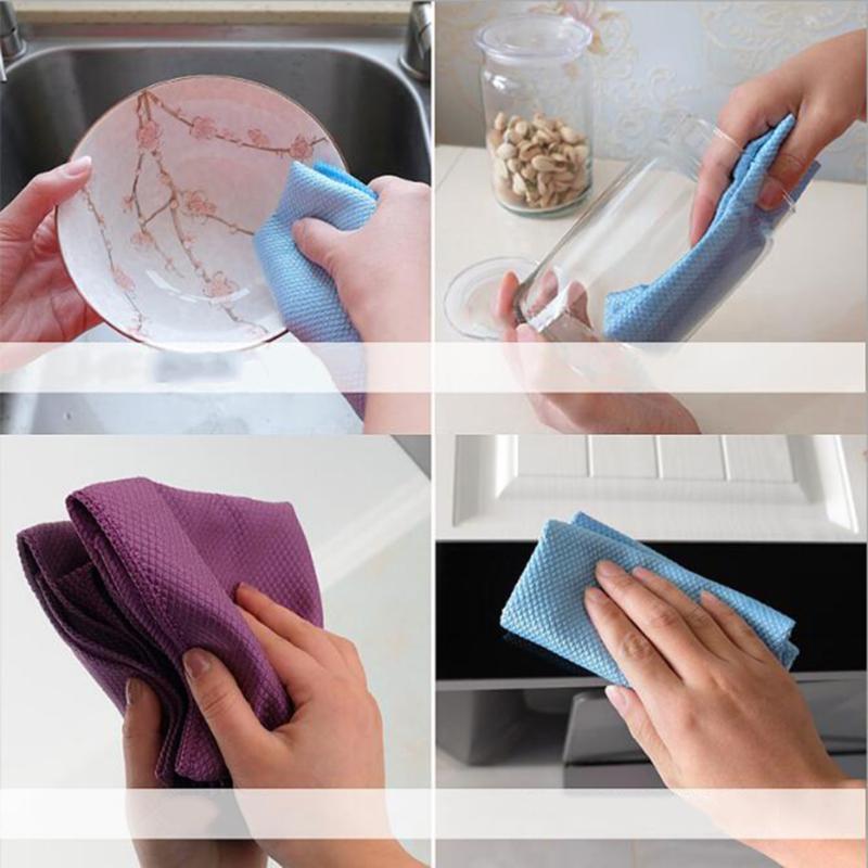 Kitchen Anti-Grease Wiping Rags Efficient Fish Scale Wipe Cloth Cleaning Cloth Home Washing Dish Cleaning Towel