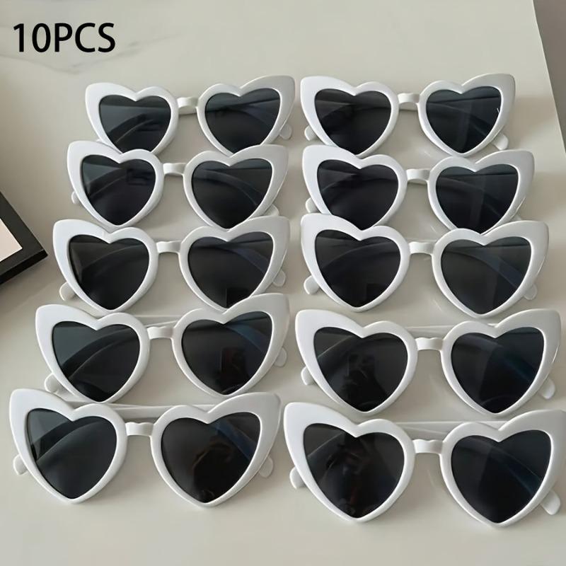 

10 pairs of white heart-shaped fashionable glasses designed for both men and women suitable for party enthusiasts