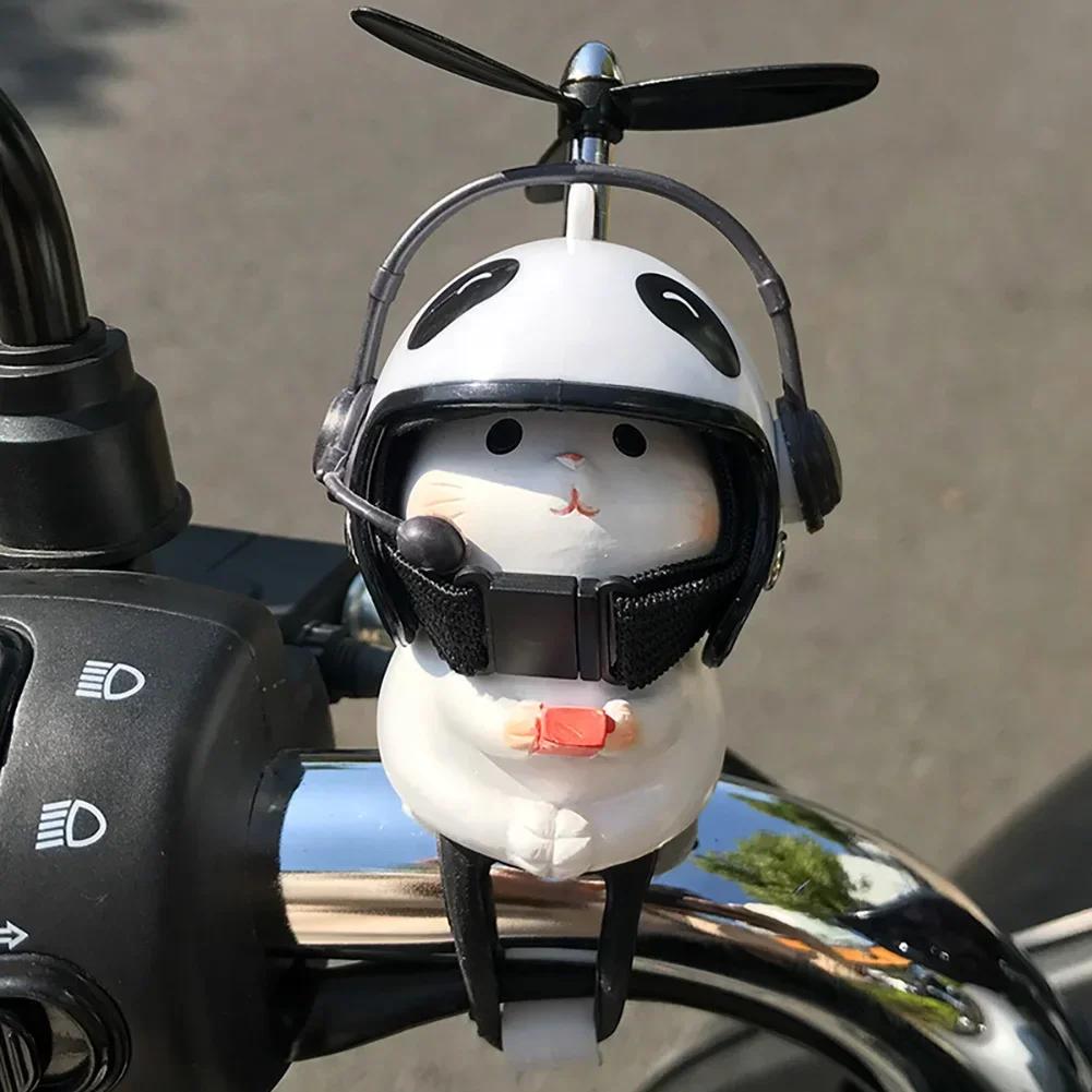 Niedliche Katze mit Helm Motorrad Lenker Ornamente Katzenhelm Deko Fahrrad Elektro Cartoon Propeller Fahrausrüstung Zubehör