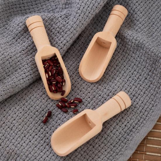 Wooden Bath Salt Spoon Natural Wood Multifunctional Scoop Ergonomic Handle Beech Kitchen Spoon for