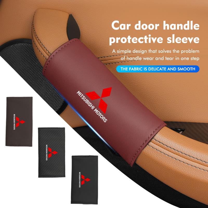 cxumpj1 Car Door Handle Leather Auto Protective Case Cover For Mitsubishi Lancer ASX Pajero Mirage Attrage Xpander Outlander