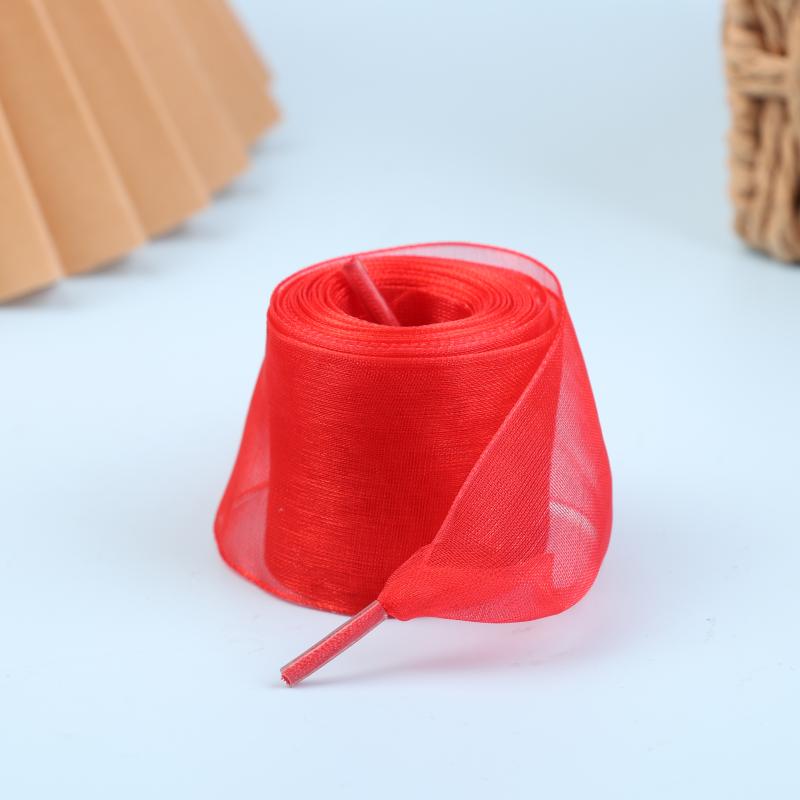 1Pair 4cm Wide Organza Shoe Strings 160cm Woman Bow Shoelaces Flat Silk Satin Ribbon Canvas Sneakers Sport Shoes Laces'