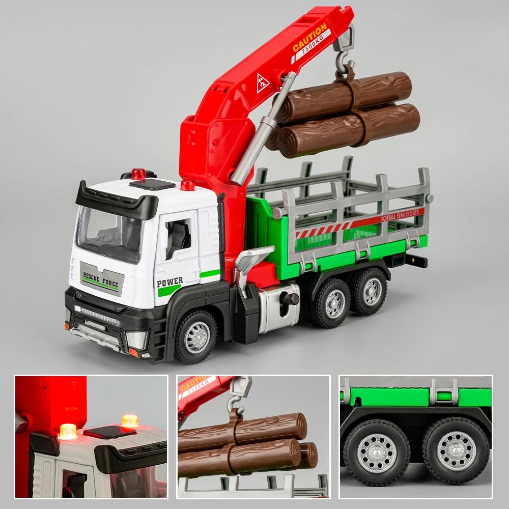 

1:32 Pneumatic Lift Logging Car Model Toy Alloy Diecast Cargo Transport Engineering Vehicle Models Sound Light Christmas Gifts
