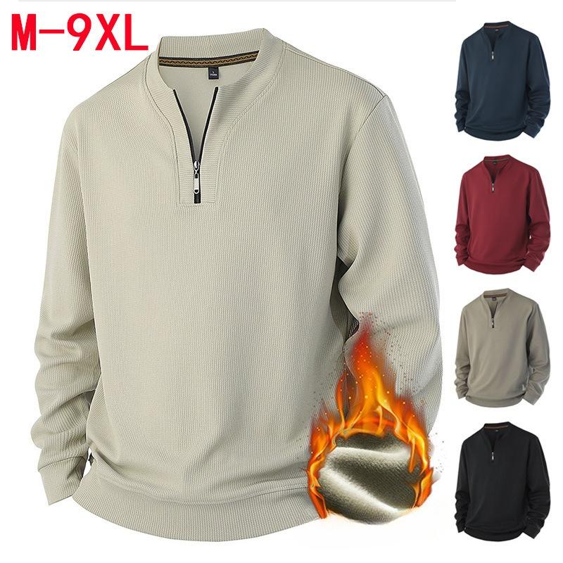 Men's Padded Warm Fashionable Versatile Large Size Heavyweight Sweater Soft Quality Fabric Round Neck Design Loose Casual Sports Long Sleeve