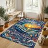 Ocean Waves Theme Soft Crystal Velvet Rug Custom Name & Text Print Non Slip Floor Rug for Bedroom Living Room