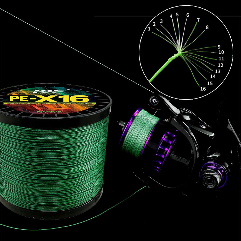 16 Strands PE Braided Fishing Line 0.16mm-0.80mm 25-200LB 300M 16x Core Fishing Sea Line Ocean Rock Fishing Accessories