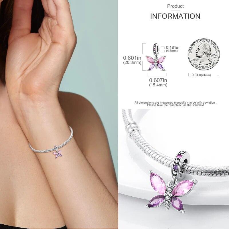 Charms FitFashion 925 Silver Original Bracelet Luminous Firefly Butterfly Turtle Feather Blue Eyes Beads DIY Daily Jewelry Gift