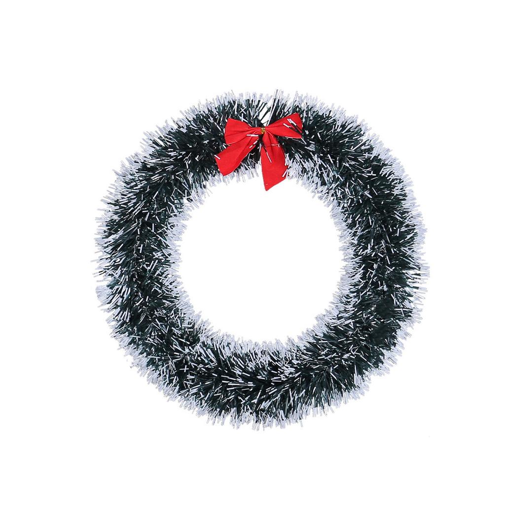Christmas Bow Wreath 25/30cm White And Green Wool Christmas Wreath Shopping Mall Window Christmas Decoration