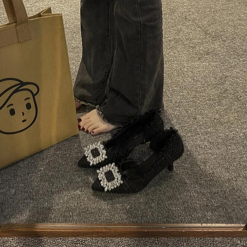 Elegant Women High Heels Luxury Rhinestone Women Sandals Fashion Pointed Toe Party Wedding Shoes Designer Sexy Women Dress Shoes