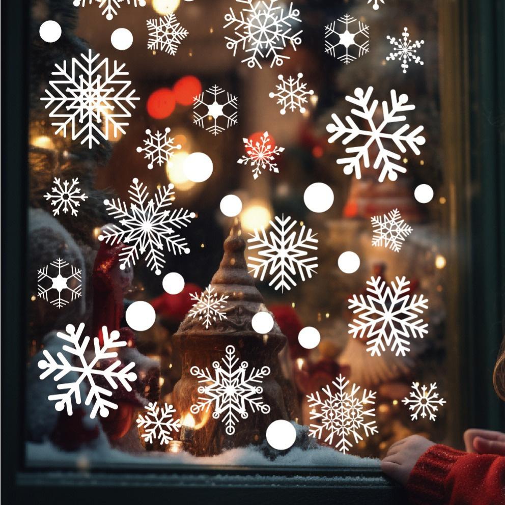 High quality[Christmas Snowflake Stickers] 6 Sheets of 114pcs Christmas Snowflake Window Stickers | Winter Cabinet Decoration, White Electrostatic