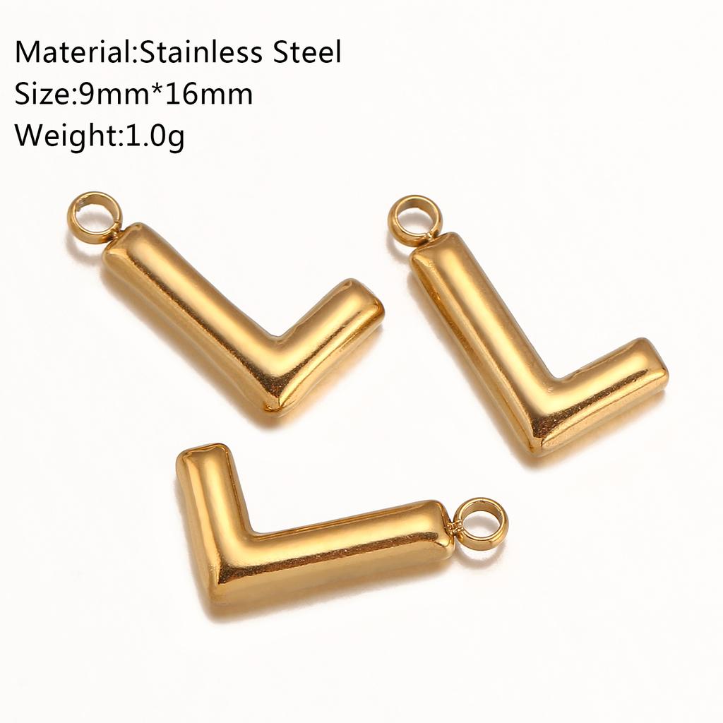 3Pcs Initial Charms 3D Stainless Steel English Letter Pendant 18K Gold Color PVD Plated Bubble Alphabet Charm DIY Jewelry Making