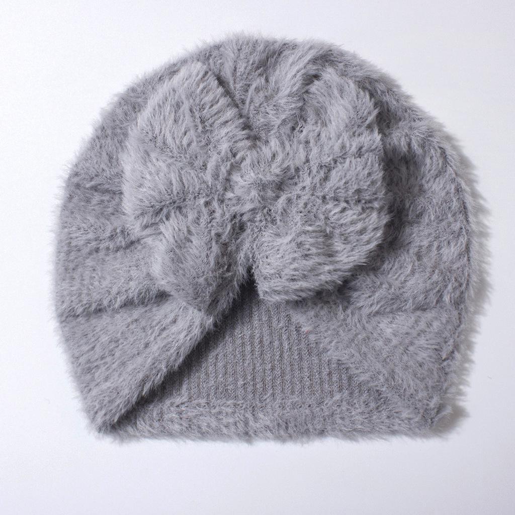 

Autumn Winter Plush Bow Hat: Cute Newborn Baby Fontanelle Protection.
