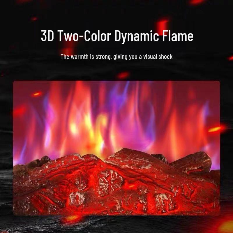 Desktop Electric Fireplace Heater with Simulated Flame for Home and Bedroom