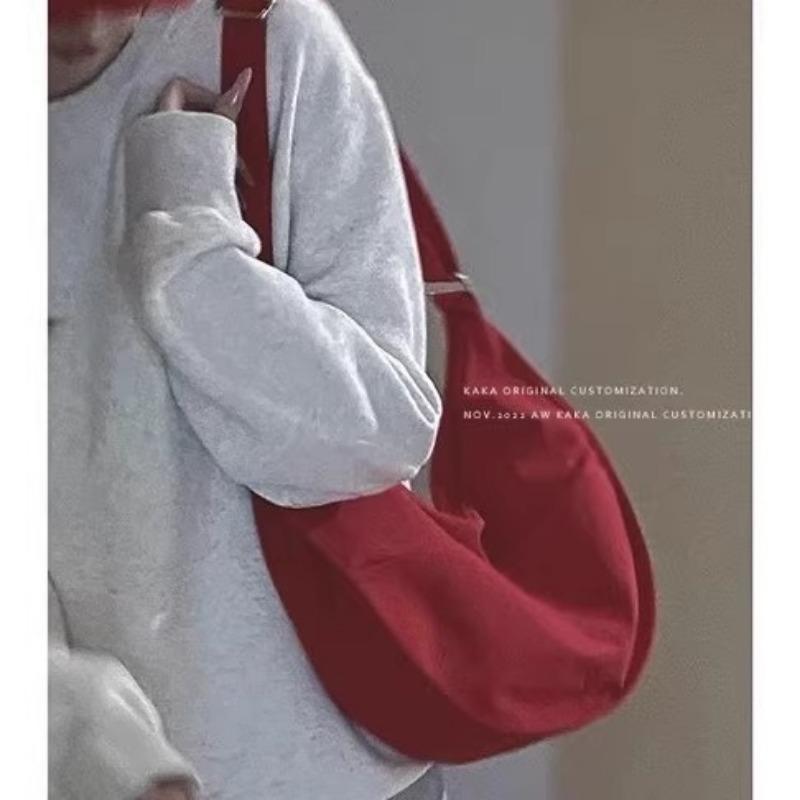 

Повседневная сумка через плечо большой вместимости нишевого дизайна, сумка-пельмень для студентов красный