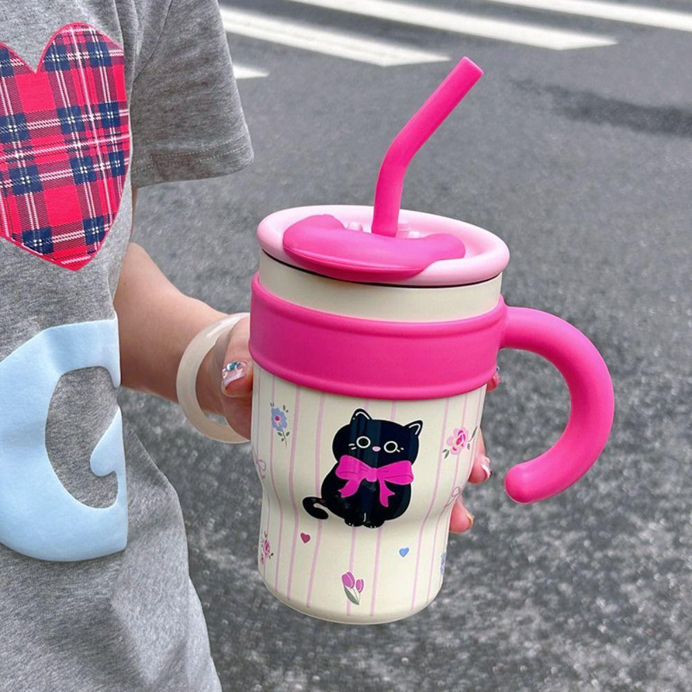 Leak Proof Insulation Cup Portable Water Bottle Drinkware Cat Thermos Cup  Travel