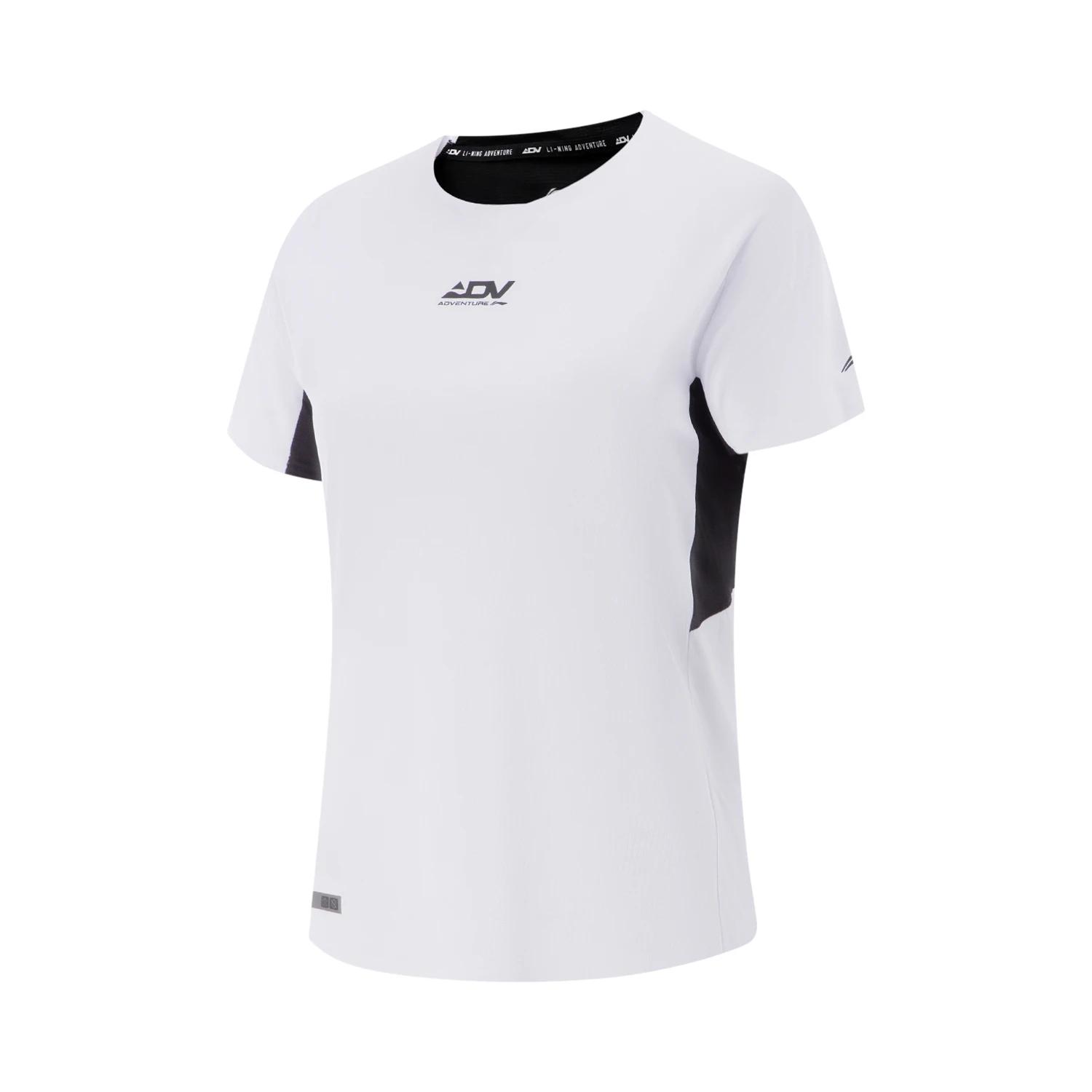 

Li Ning Беговая серия Буквенная вставка Круглый вырез Дышащая Универсальная Футболка с коротким рукавом Женская футболка ATSV094-1 M