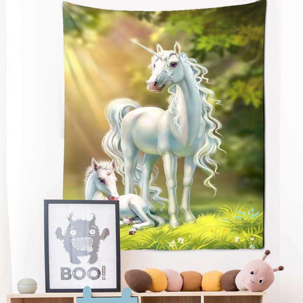 

Гобелен со звездным единорогом, настенный гобелен в стиле хиппи Тапиз, мультфильм Kawaii, детская комната, общежитие для девочек, домашний декор 95x70cm