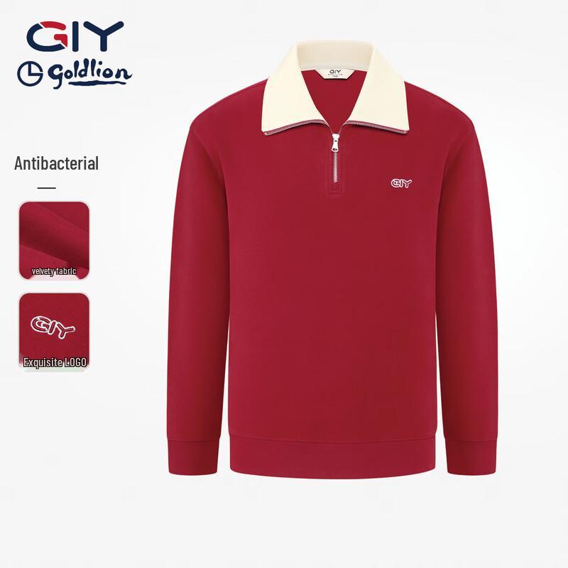 Goldlion Men s Polo Collar Long Sleeve Cotton Sweatshirt L
