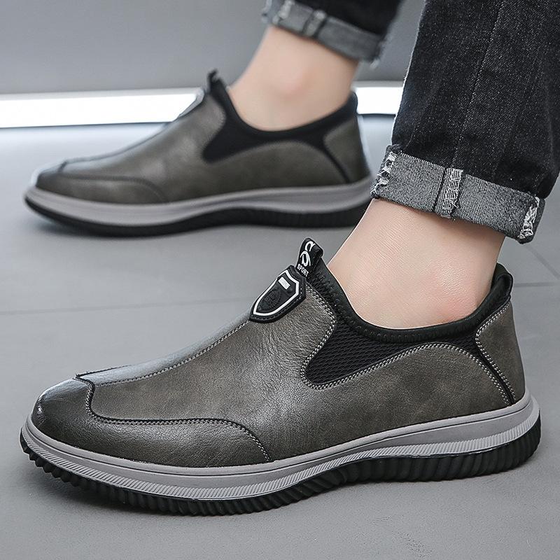 2025 Frühling und Herbst Weichleder Doudou Schuhe Herren Freizeitschuhe zum Autofahren Weiche Sohle Mode Fußbedeckung Vielseitige Sportschuhe Board Schuhe