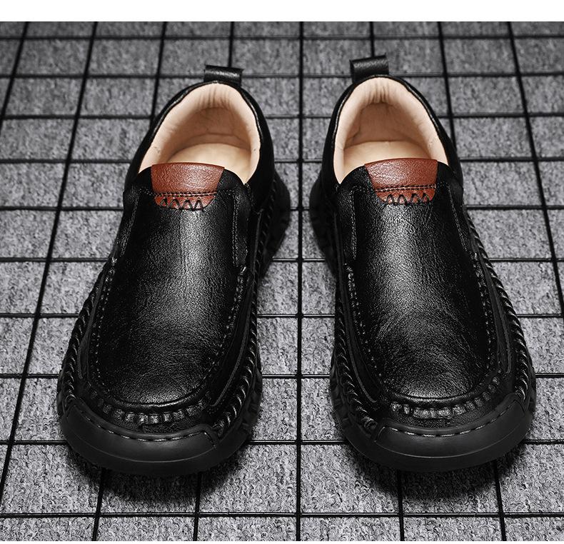 Men's Handmade Leather Loafers: Slip-On Casual Fashion, Plus Size, for Spring & Autumn