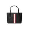 Classic Casual Commuter Vintage Red And White Striped Leather Tote Bag Women Tote Bags Black 6211738-BLACK