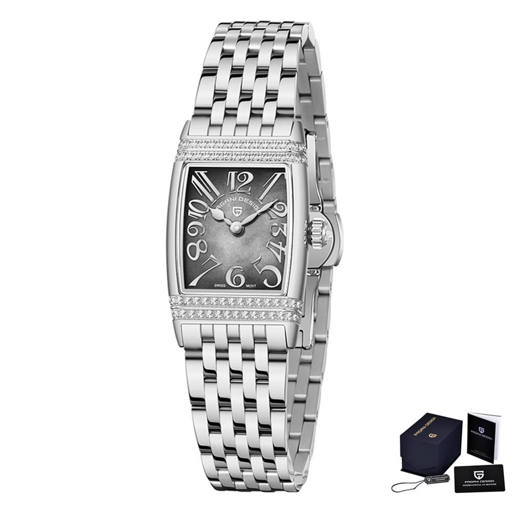 PAGANI DESIGN Luxus Mode Damen Quarz Uhr Schweizer Ronda Uhrwerk Saphir Edelstahl Wasserdichte Uhr Geschenk für Frau