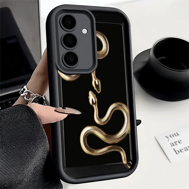 Coque de téléphone pour Samsung Galaxy S26 S25 Ultra S24 FE Coque Serpent Noir Doodle S23 Plus S22 + S21 S20 5G Silicone Souple Funda