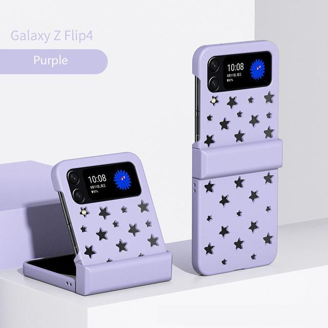 

Полный звезд макарон ярких цветов чехол для Samsung Galaxy Z Flip 4 складной противоударный чехол для телефона Samsung Z Flip4 For Samsung Z Flip4 фиолетовый