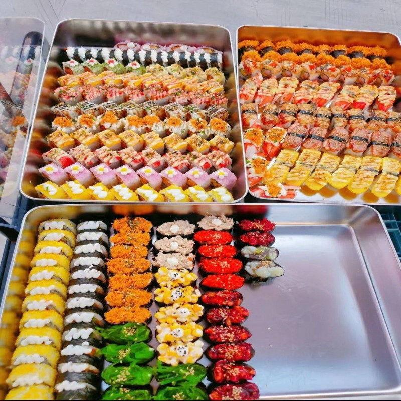 Nerezový talíř na sushi obdélníkový podnos na sushi talíř na sashimi multifunkční přípravný talíř na hrnce talíř na salát