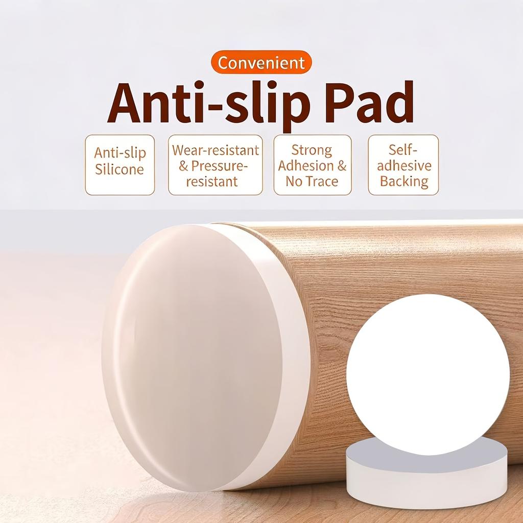 Ein Set aus 4 Stück runden und quadratischen selbstklebenden Silikonpads, entwickelt, um Verrutschen zu verhindern, Möbelböden zu schützen, Geräusche zu reduzieren und zu verhindern