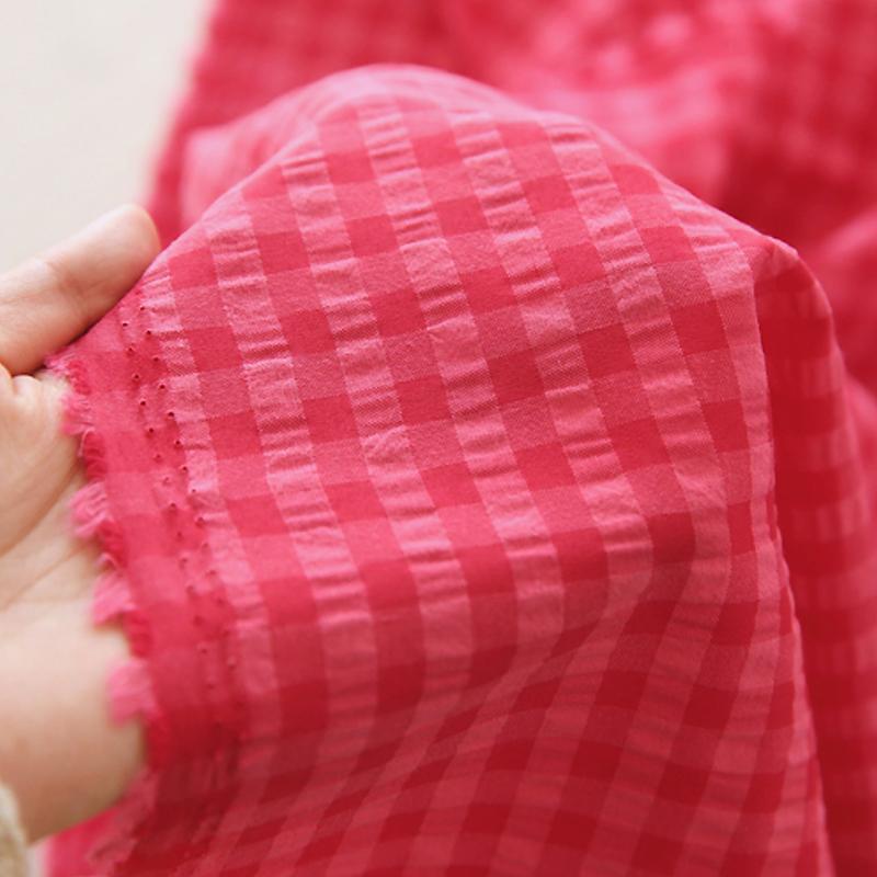 1/2/5m Pitaya Red Plaid Yarn-Dyed Polyester Cotton Fabric Spring and Summer Yarn Dye Green Plaid Cloth DIY Shirt Dress Clothing