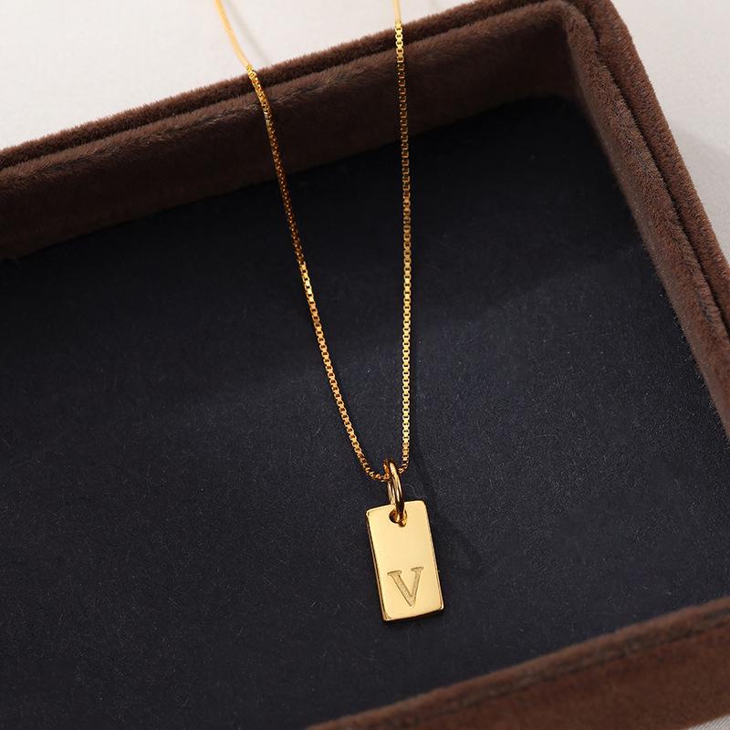 Banyan Tree Sterling Silver Square Letter Pendant Necklace