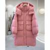 Womens Oversized Mid-Length Down Coat With White Duck 96% Fill Power Warm Winter Outerwear
