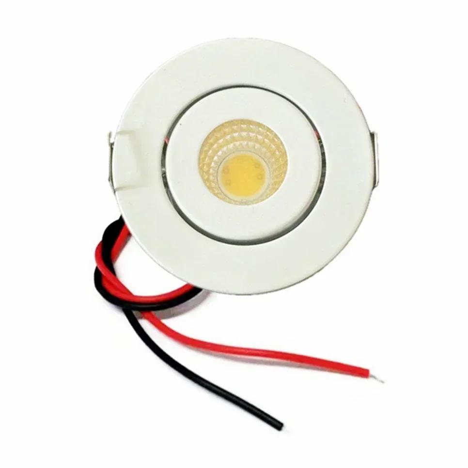 10 PCS Mini COB LED Downlight Ceiling Light 12V Adjustable Drive Free Down Lights Showcase Cabinet Recessed Lighting White Body