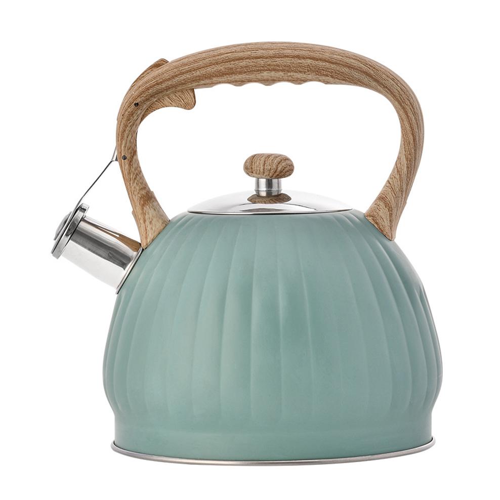 

3.5L, Stainless steel whistle kettle, Pumpkin shaped boiling water pot, Household high-capacity gas induction cooker teakettle 3.5L небо синє кольору
