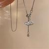 Elegant Moon and Star Tassels Long Necklace Adjustable Collarbone Chain for Versatile Styling Alloy Neck Jewelry