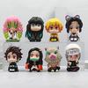 8Pcs/Set Q Version Demon Slayer Sitting Ghost Doll Tanjiro Nidouzi Inosuke Zenizu Toy Figural Pvc Statue Collectible Model Gift