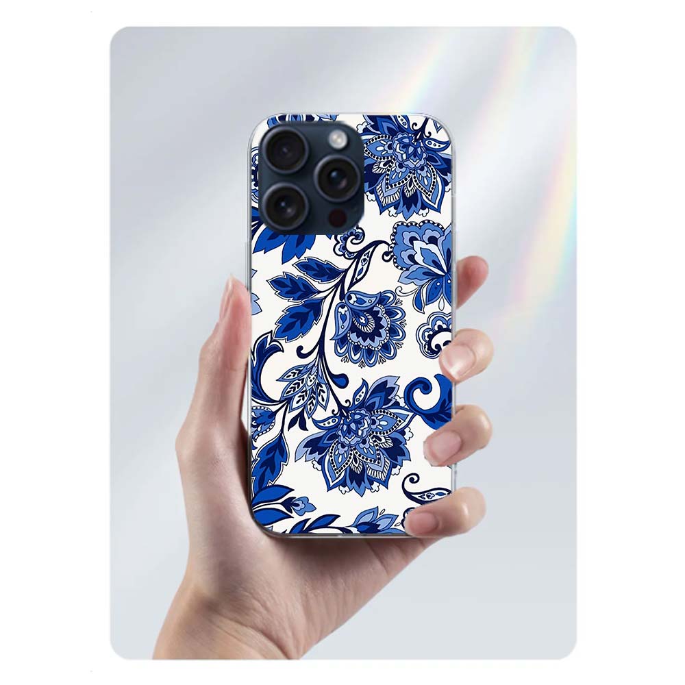 Blau weißes Porzellanmuster Klare Handyhülle Für Iphone 17 Air 16 Pro Max 15 Pro 14 Plus 17E 16E 11 13 12 Mini Hüllen Cases Fund