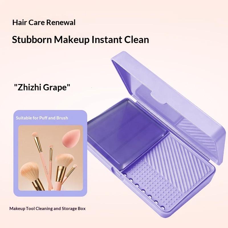 

Cosmetic Tool Cleaner Portable Mini Washboard Makeup Brush Cleaner With Soap For Easy Cleaning фіолетовий