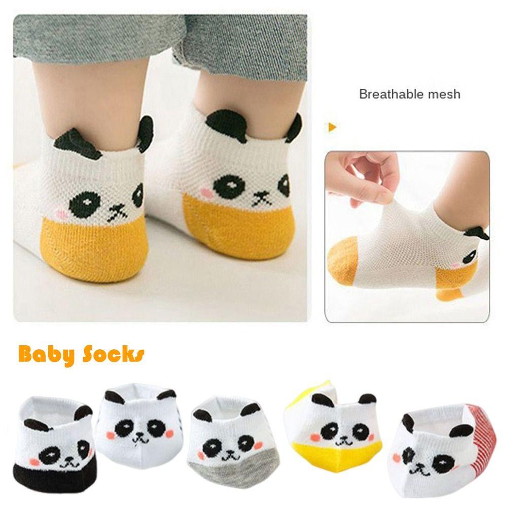 5 Paar Panda-Muster Cartoon-Socken Rutschfest Tierdruck Socke Cartoon Baby-Socken Für Jungen und Mädchen