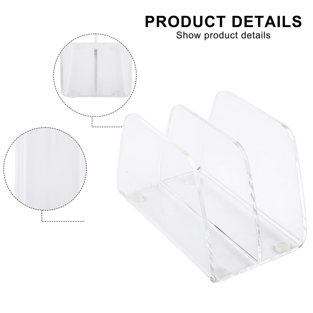 Business Card Slot Acrylic Mail Holder For Work Desk Thick Acrylic Construction Anti-slip Base Pads Transparent Visibility