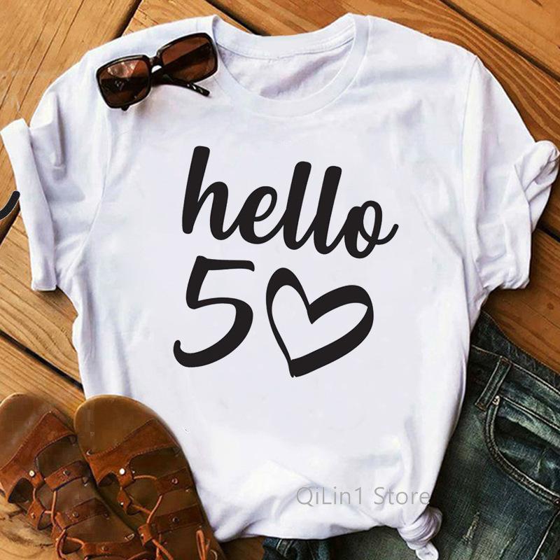 Europe and The United States Womens 50th Birthday Blouse Half Sleeve A Generation of Hair Tshirt Crewneck Tshirt Women Tops