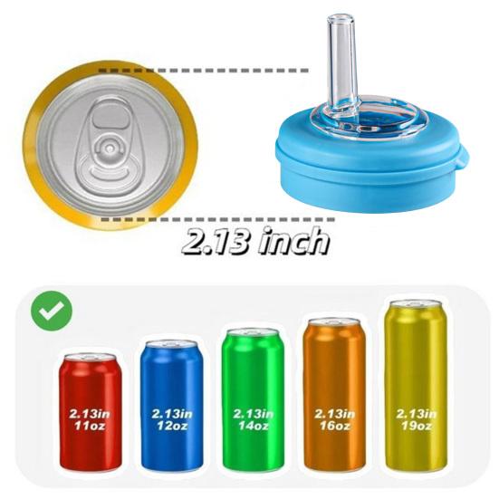 Opakovaně použitelné víčko na plechovky od limonády s brčkem, silikonový kryt bez BPA pro standardní plechovky, víčka na plechovky s ochranou proti rozlití, jako je Coca-Cola a pivo.
