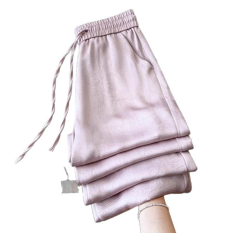 Pink Printed Wide-Leg Pants for Women - Spring/Summer 2025: Comfortable, Versatile, Sun Protection, Casual Style