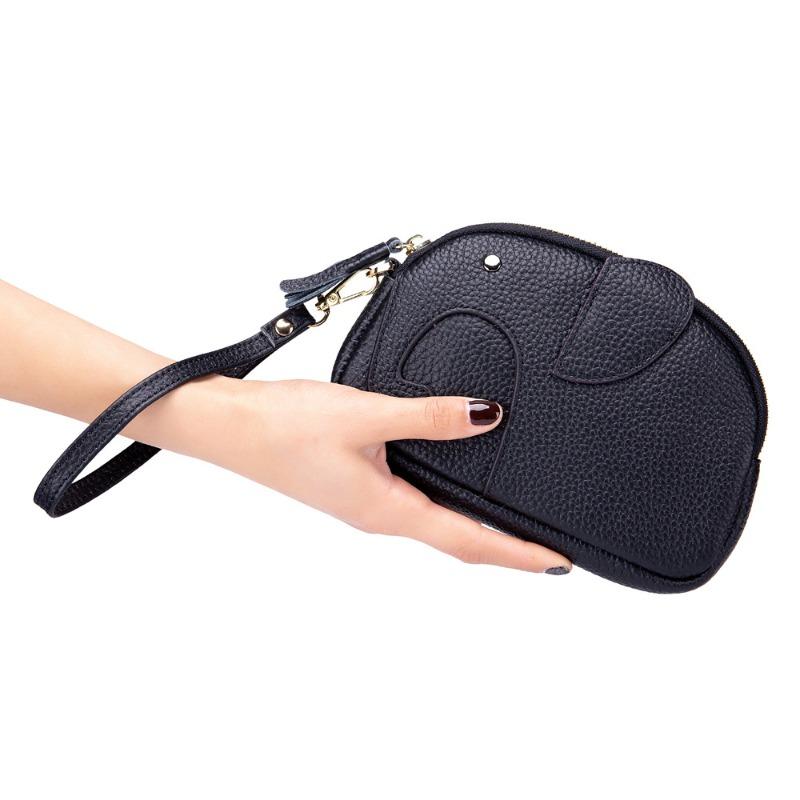 

The new clutch bag Korean version is a genuine leather, women s fashion casual simple mobile phone elephant clutch bag чёрный