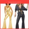 Disco Costume 60s 70s Hippie Party Outfit Polyester For Halloween Cosplay